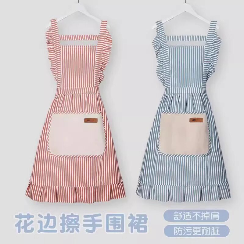 纯棉棉麻背带围裙粗布女厨房韩版防油防污爆款反穿衣工作服新款