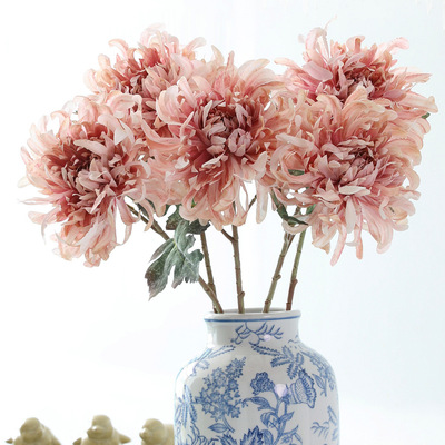 复古大丽菊花欧式家居装饰仿真花牡丹菊婚庆假花绢花人造花美丽色