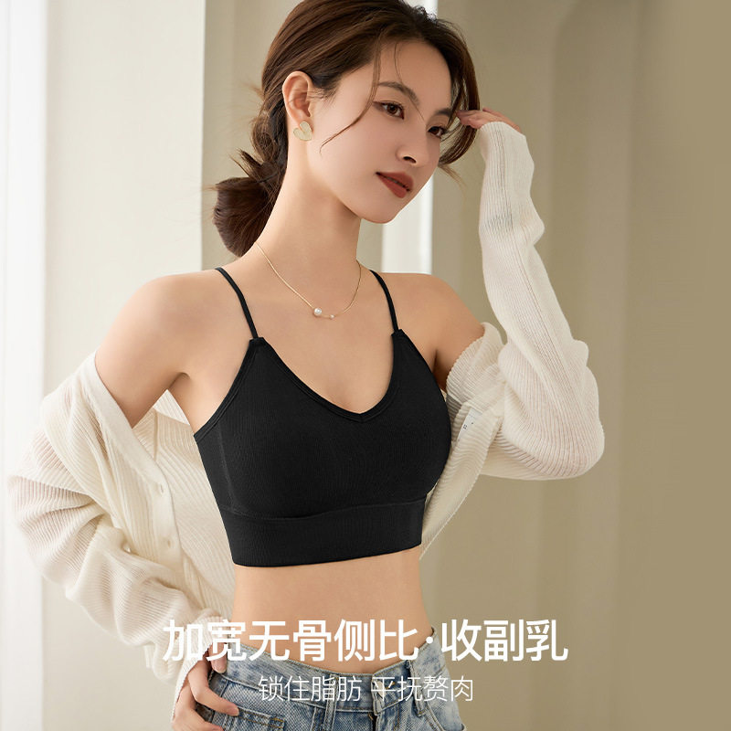 交叉细带美背吊带裹胸抹胸一体式固定杯打底露背瑜伽运动内衣文胸