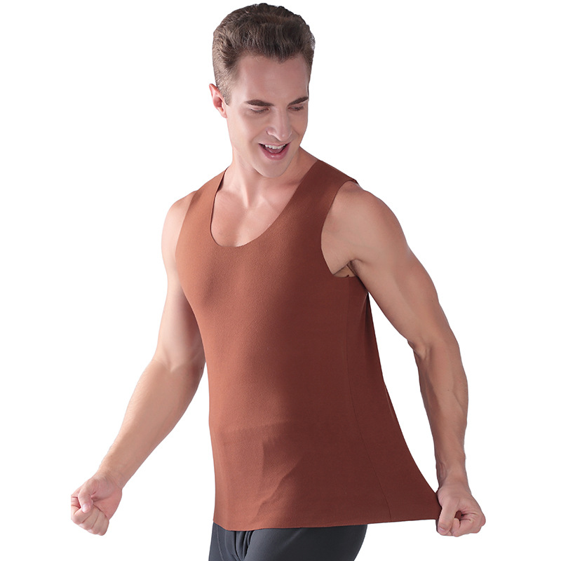 男秋冬新款德绒双面绒加肥加大码圆领打底保暖背心马甲