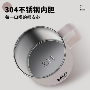 加厚304不锈钢带盖水杯双层男士 密封上班族办公室茶杯礼品马克杯