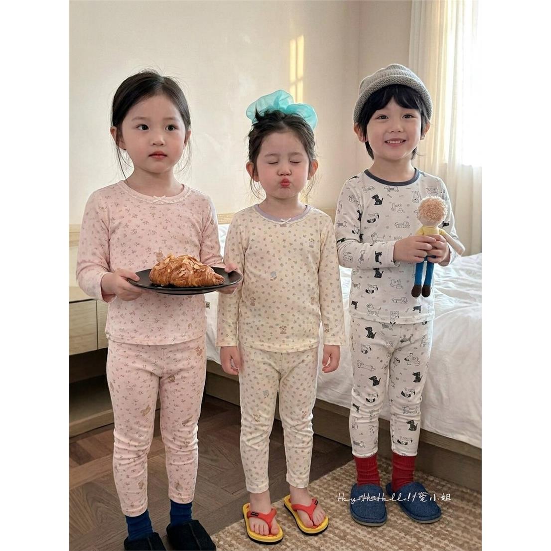 韩系儿童纯棉秋衣秋裤套