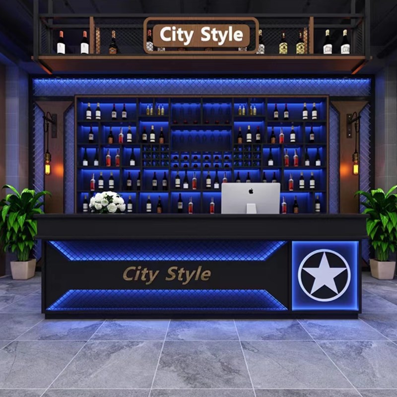 桌球店吧台烧烤店商业转角柜工业风酒吧复古柜台接待台清吧收银台