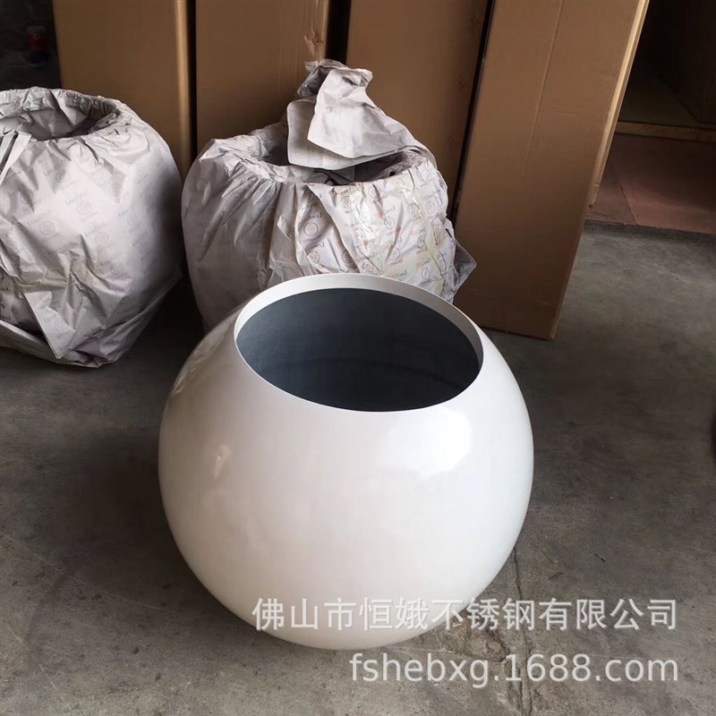 拉丝不锈钢花盆 酒店大堂盆景组合不锈钢花钵 圆球形不锈钢花器