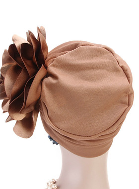 Fashion Big Flower Turban Hat Women Muslim Hijabs Cap India