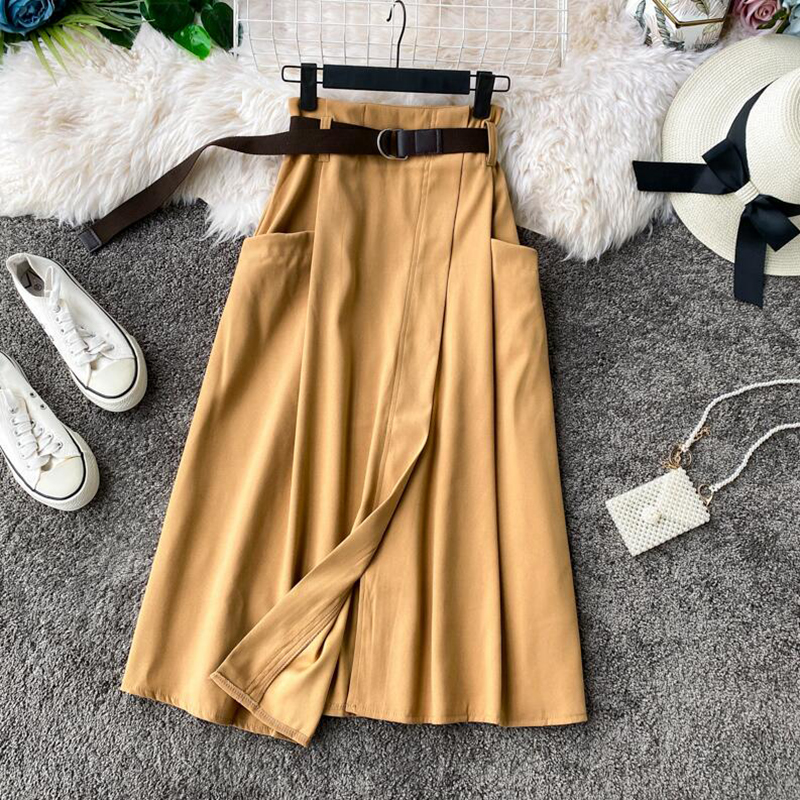 Slim High Waist A-line Skirts Womens 2020 spring Summer irre