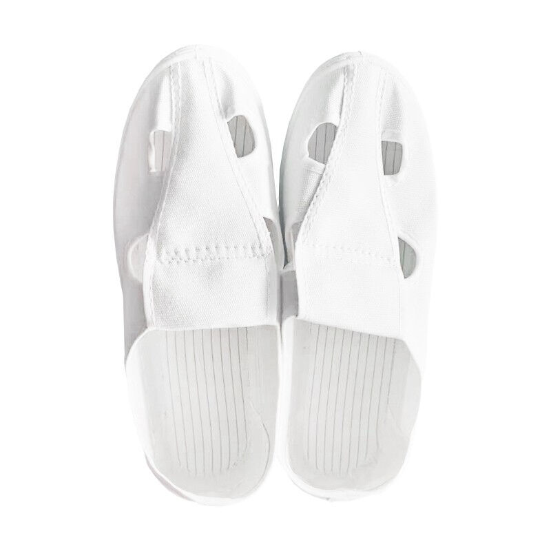 胜丽FEP4W防静电四孔鞋pvc底帆布无尘车间工作鞋白色44码1双装