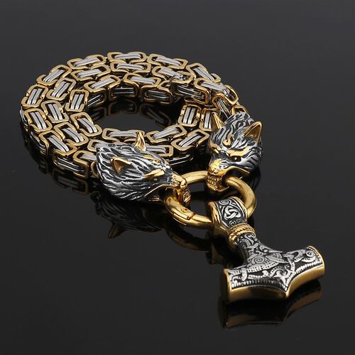 极速Nordic Celtic Wolf Mens Necklace Pendant Viking Wolf He