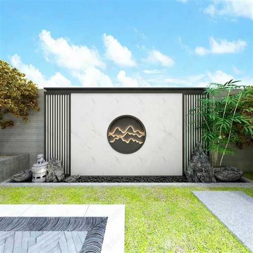 不锈钢中式屏风假山背景墙售楼部酒店背景墙别墅庭院影壁墙迎门墙