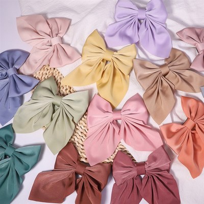 New Sweet Bow Hairp Solid Color Bowknot Hair Clips For Girls