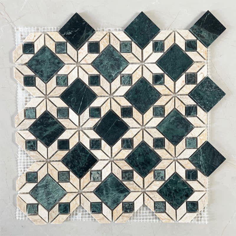 天然大理石石材马赛克磁砖水池鱼池贴砖仿古背景墙墙贴化妆室浴室