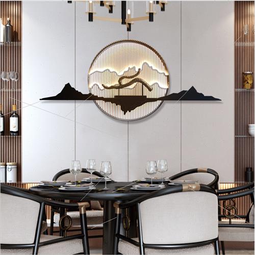 厂销促中式墙上装饰壁挂软装办公室挂件铁艺金属壁饰客厅墙面洒品