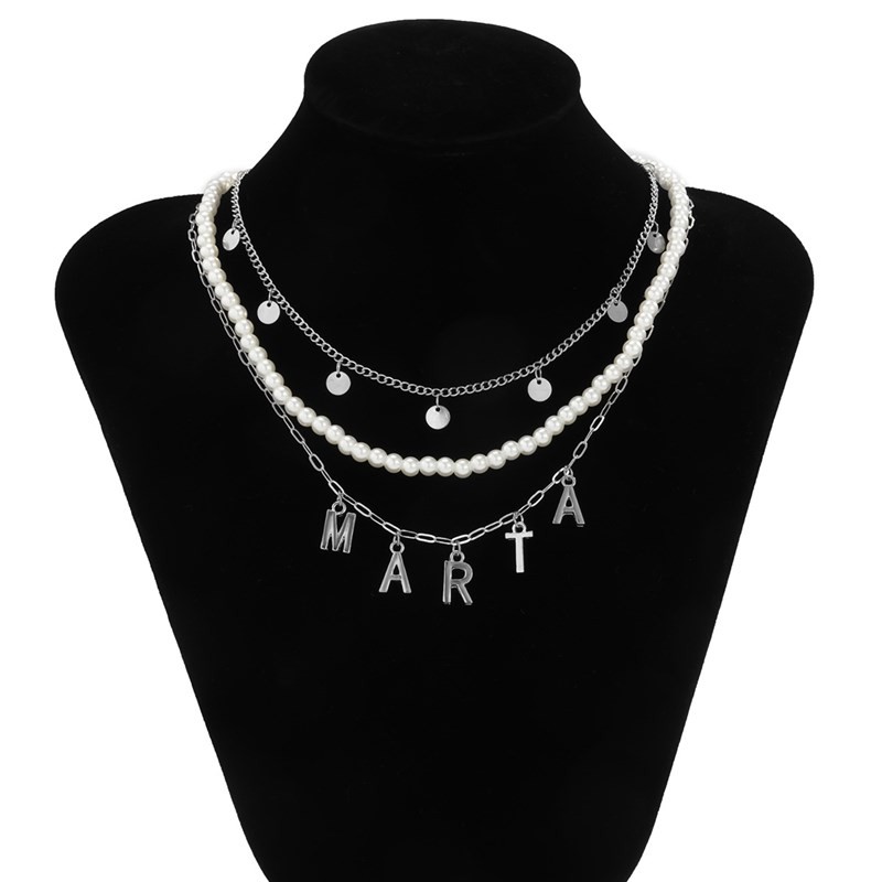 Initial Letter Pendant Necklace Multi Layer Choker Necklaces