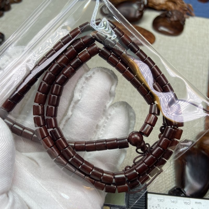 印度小叶紫檀米珠108颗佛珠216颗手串多圈念珠桶珠异型珠手链饰品