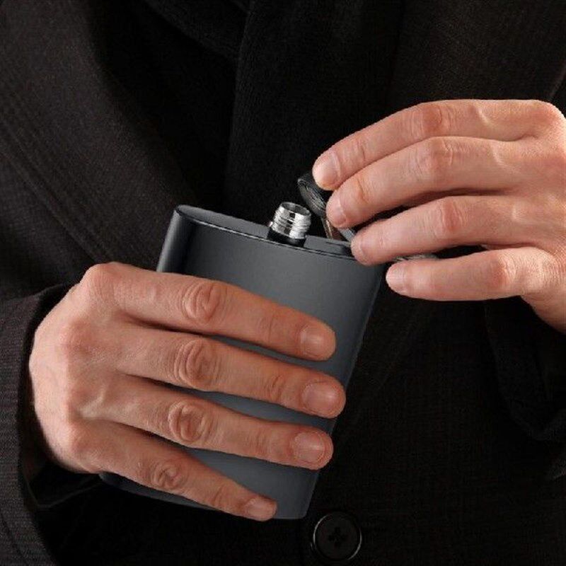 Hip Flask For Liquor Matte Black Stainless Steel Whiskey