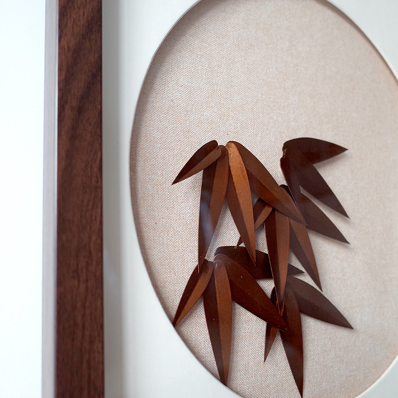 新中式挂画实物立体竹叶装饰画茶室墙壁装饰挂件禅意墙饰挂饰壁画