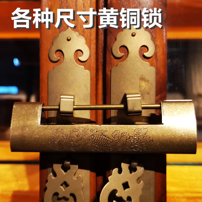 纯黄铜锁老式小铜锁迷你柜门锁小锁子中式仿古代铜锁复古代锁挂锁