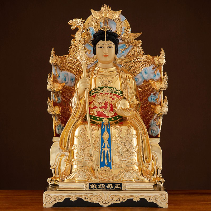 台湾鎏金纯铜玉皇大帝王母娘娘神像玉帝王母铜像佛像龙椅神像摆件