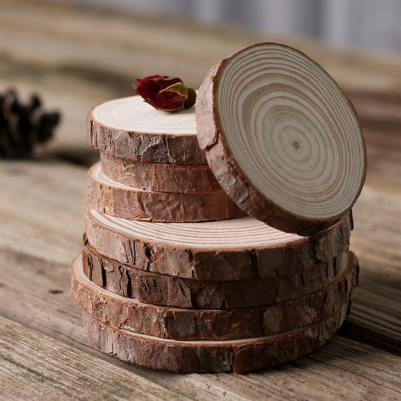 小器 原木杯垫茶托 天然手工木垫木托小茶垫子圆形木头块拍摄道具
