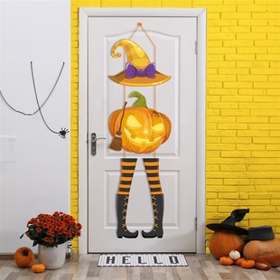 Halloween Ghost Face Pumpkin Door Hangings Witch Hat Trick O