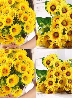 1Pc High Quality Sunflower Bouquet Silk Flower Plastic Faux