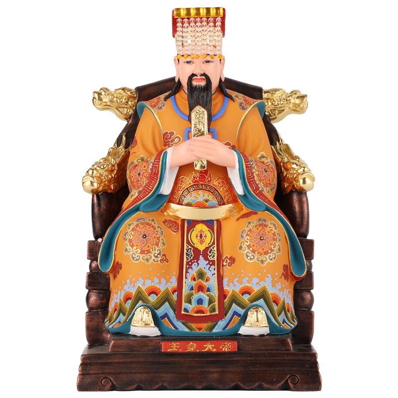 台湾彩绘纯铜玉皇大帝王母娘娘神像玉帝王母神像家用佛像摆件