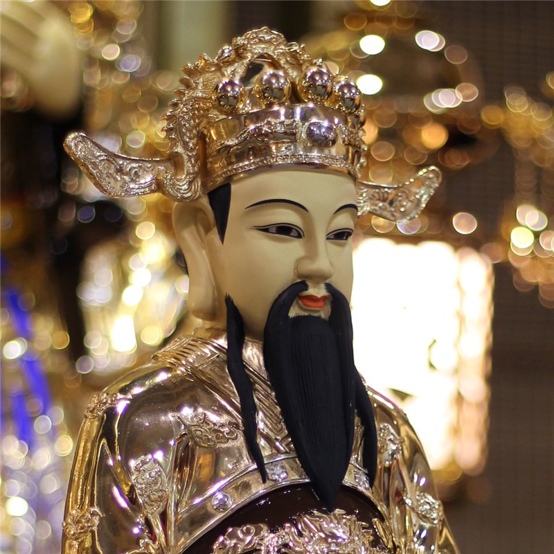 台湾纯铜鎏金城隍爷神像道家守护神城隍公摆件