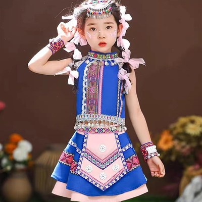哈尼族宝贝少数民族服装儿童女男童苗族彝族演出服瑶傣族舞蹈服饰