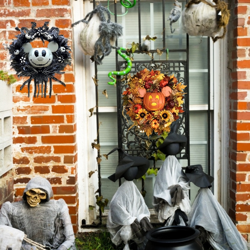 Pumpkin  Wreath Decor Halloween Thanksgiving Front Door Deco