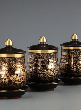 臻品纯铜神像道家供奉套装供具用品全套敬供神八卦香炉供灯供果盘