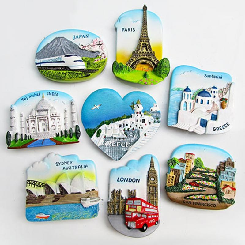 Resin 3D Fridge Magnet San Francisco London Paris Japan Gree