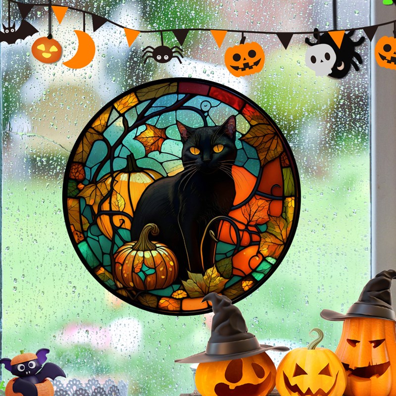 Halloween Decoration Colorful Horror Castle Cat Static PVC W