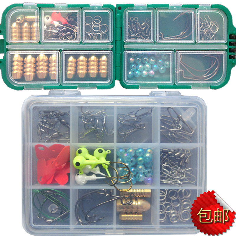 德州钓组配件路亚软饵套装铅头钩组合子弹铜挡珠曲柄钩别针8字环