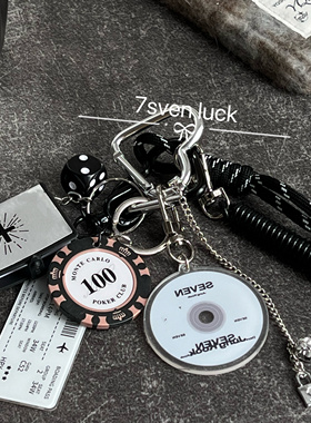 7Seven luck原创miu系新款包包挂件钥匙扣吊坠飞机票筹码挂绳挂饰