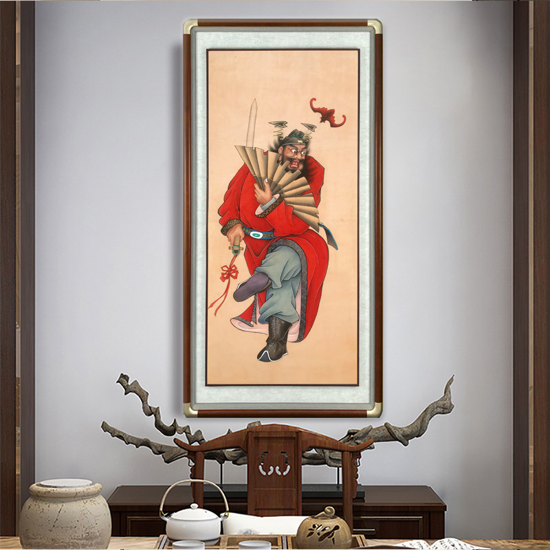 钟馗天师玄关朱砂画装饰画钟魁人物画像国画中堂镇宅挂画客厅壁画