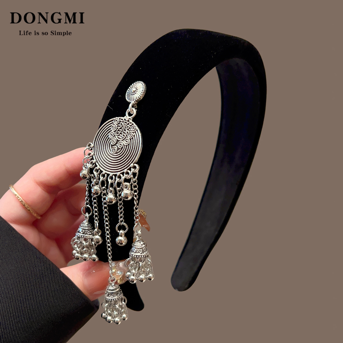 苗疆黑丝绒流苏发箍女新中式头饰