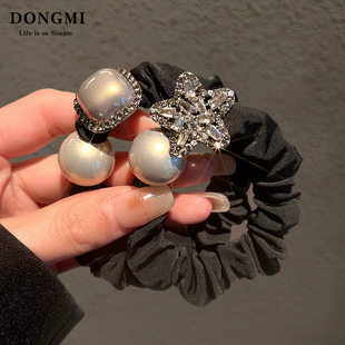 高级感东大门新款水钻珍珠大肠发圈气质发绳皮筋女扎马尾丸子头饰