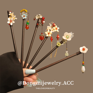 新中式古风流苏发簪女高级感木簪盘丸子发钗汉服旗袍步摇簪子头饰