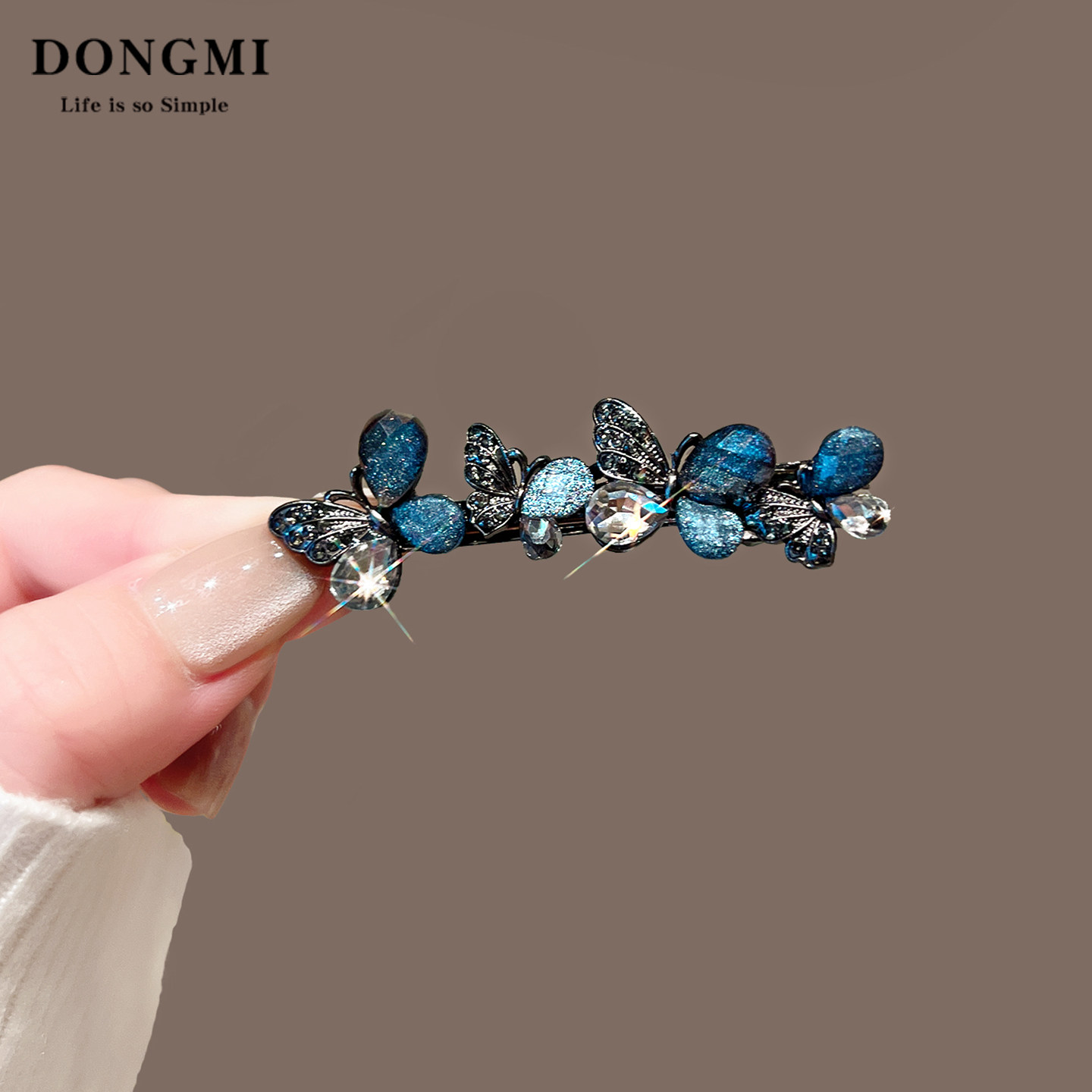 时尚琉璃蝴蝶水钻花朵发夹女