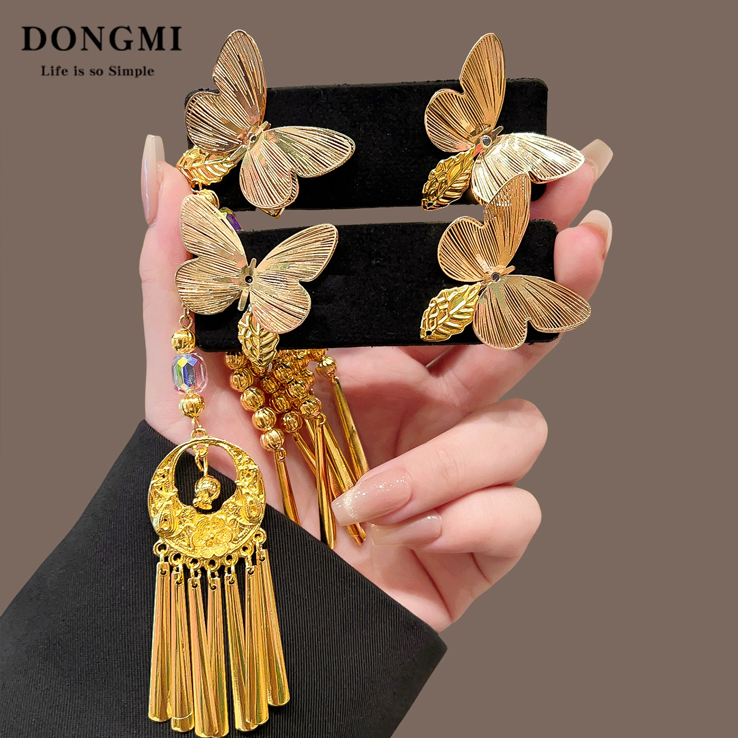 蝶栖金澜~蝴蝶流苏发夹女新款中式古风国风汉服侧边刘海夹子头饰,饰品/流行首饰/时尚饰品新,发饰,淘宝优惠券,粉丝福利购,淘宝优惠卷