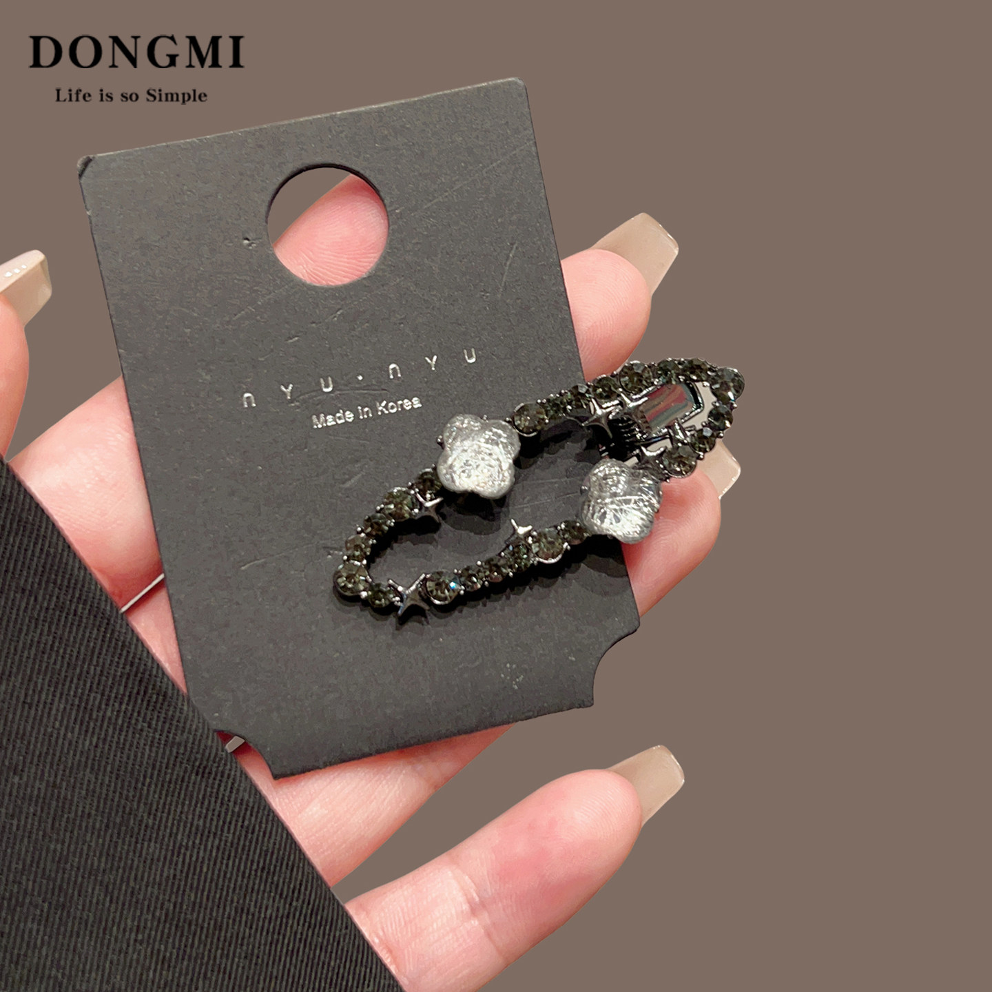 轻奢水钻星星发夹高级感椭圆发卡