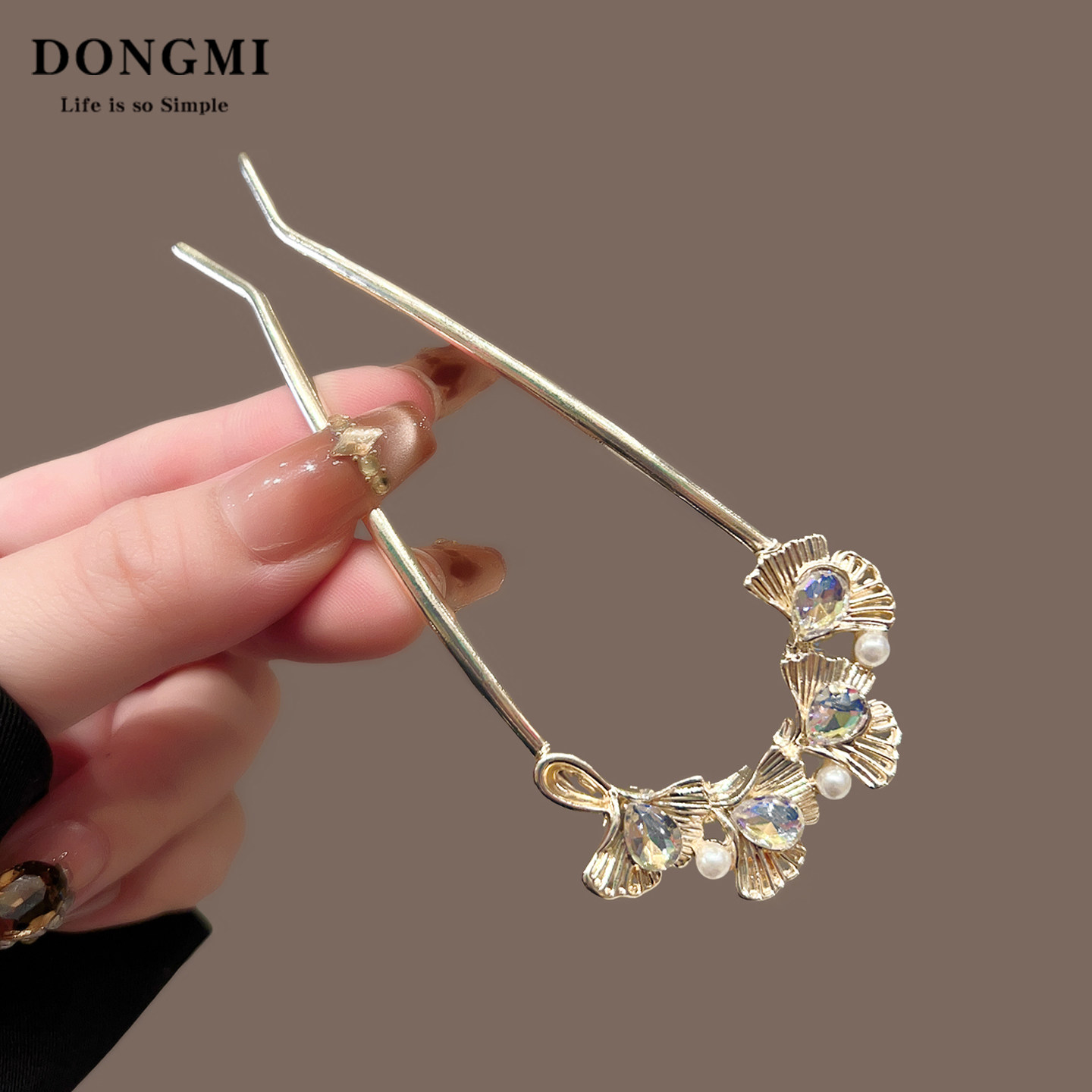 银杏叶u型发簪女高级感