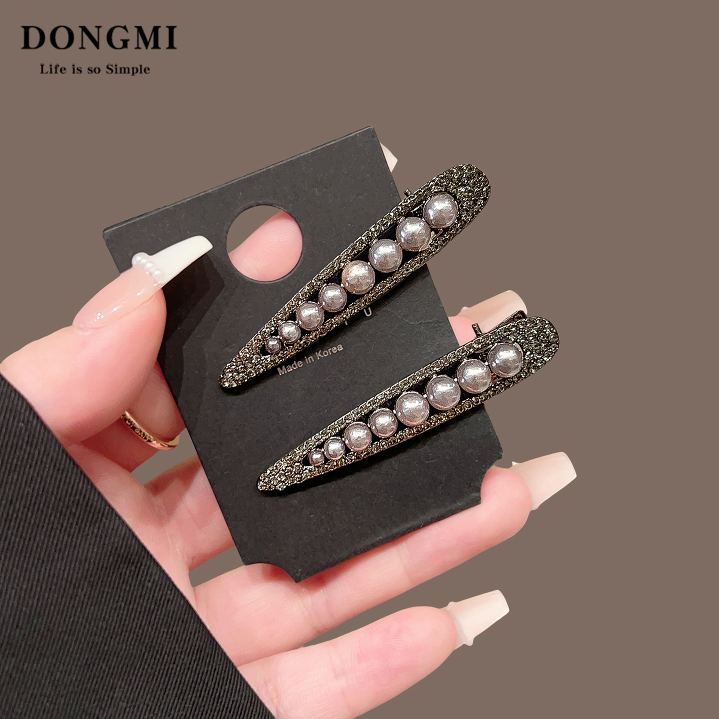 高级感水钻发夹女侧边夹刘海夹