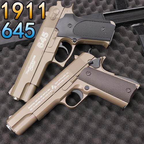 跨境爆款1911柯尔特金属645合金模型水晶玩具成人软弹枪专用手抢