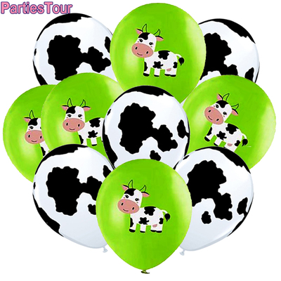 极速10pcs Black White Animal Cow Latex Balloons Cow Helium