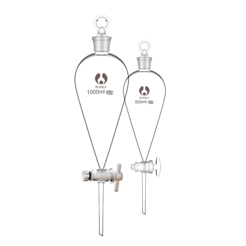 包邮梨形分液漏斗实验室油液玻璃四氟活塞60/125/250/500/1000ml