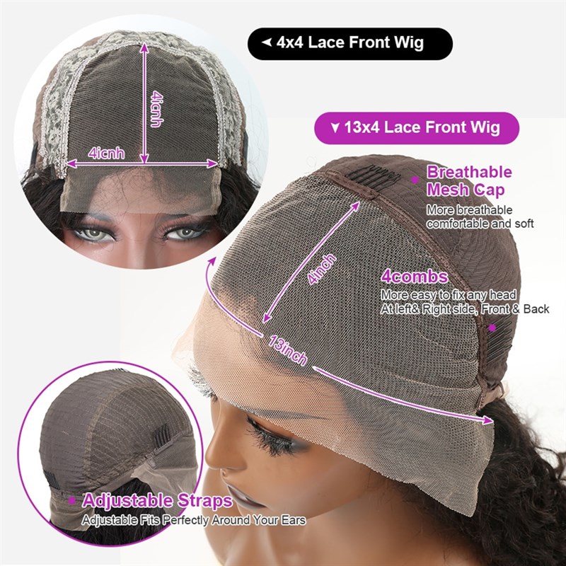 Body Wave Short Bob Wigs 13x4 Lace Front Human Hair Wigs 4x4