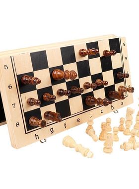 Folding Magnetic Wooden Chess Set Foldable 39cm Chessboard