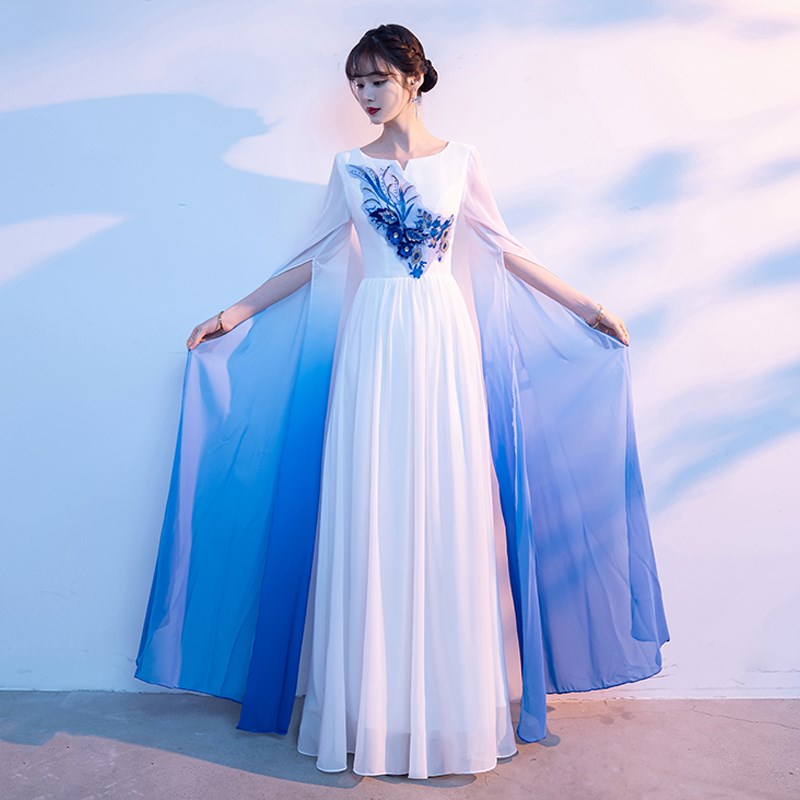 好货大合唱团演出服女长裙气质主持人指挥服中国风古筝演出服成人