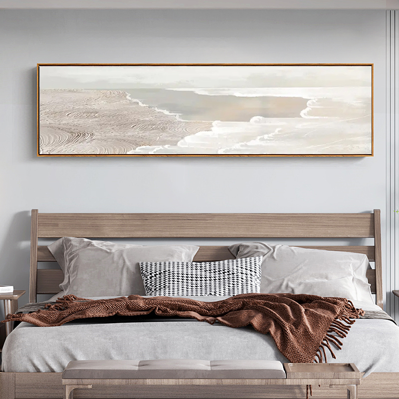 赤贫侘寂风装饰画卧室床头墙画酒店房间棕色挂画横幅北欧抽象壁画